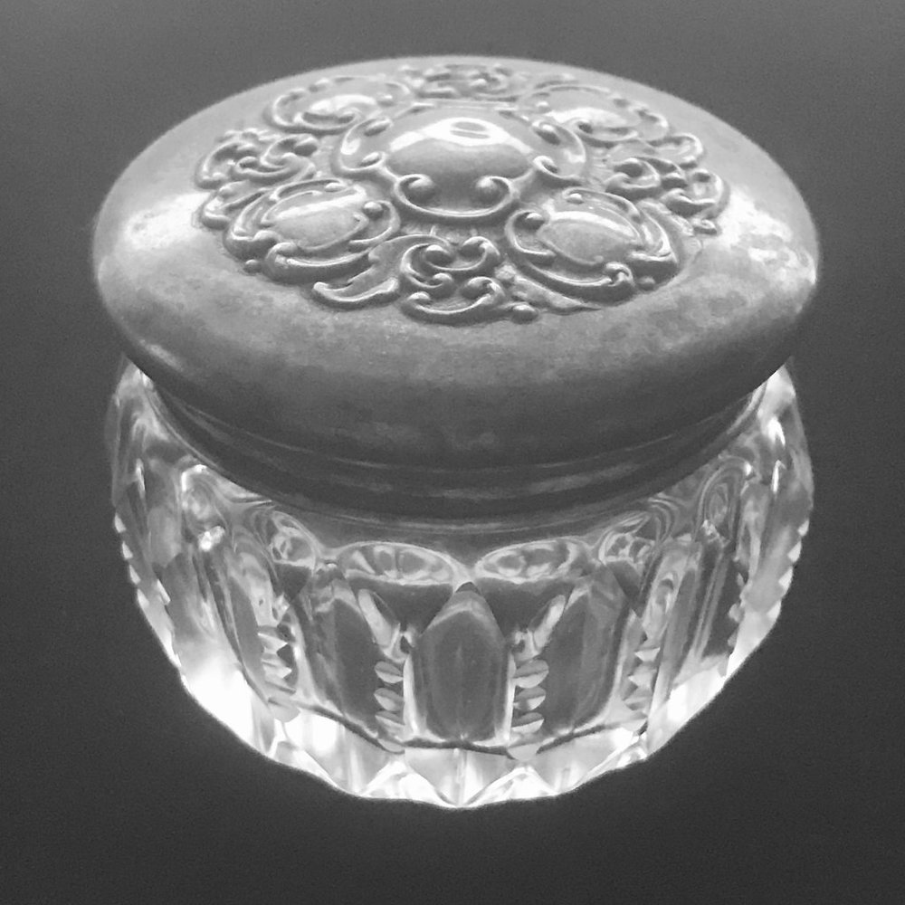Small Vintage Glass Trinket Jar With Lid